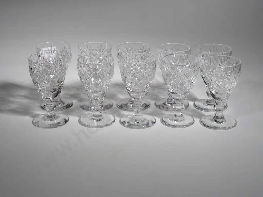 Ten Cut Crystal Sherry Glasses Image 1++