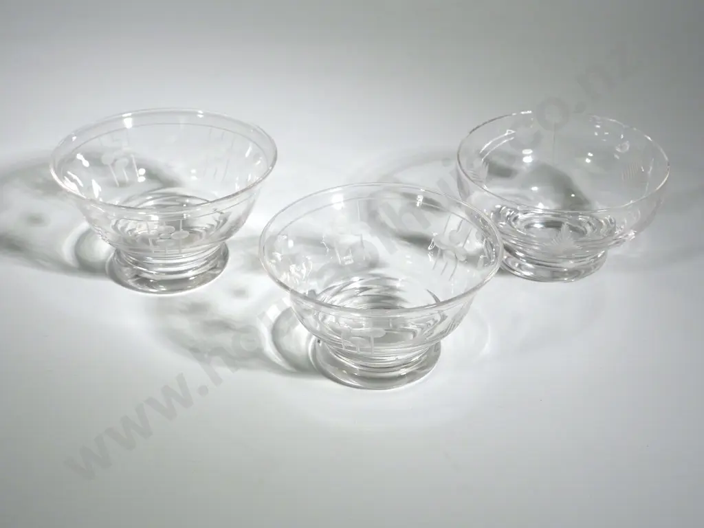 Three Mid Century Stuart Crystal Desert Bowls Image 1++