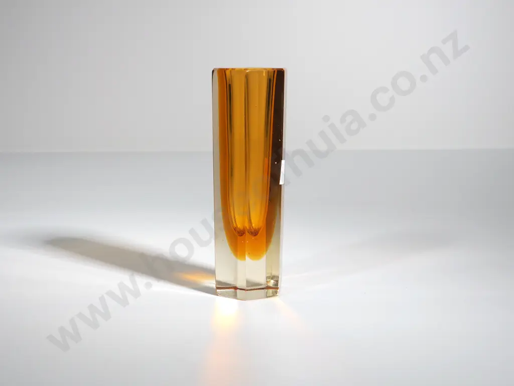 Vintage Amber Glass Hexagonal Specimen Vase Image 1++