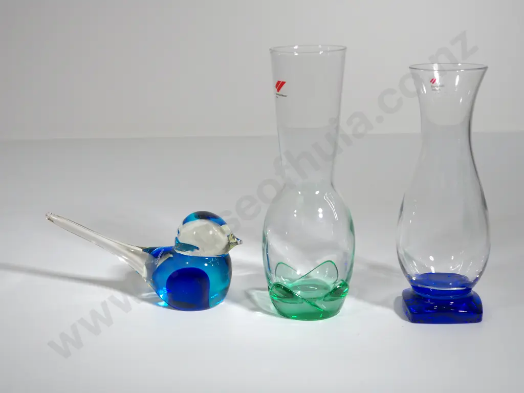 Two Bormioloi Rocco Bud Vases & Decorative Glass Bird Image 1++