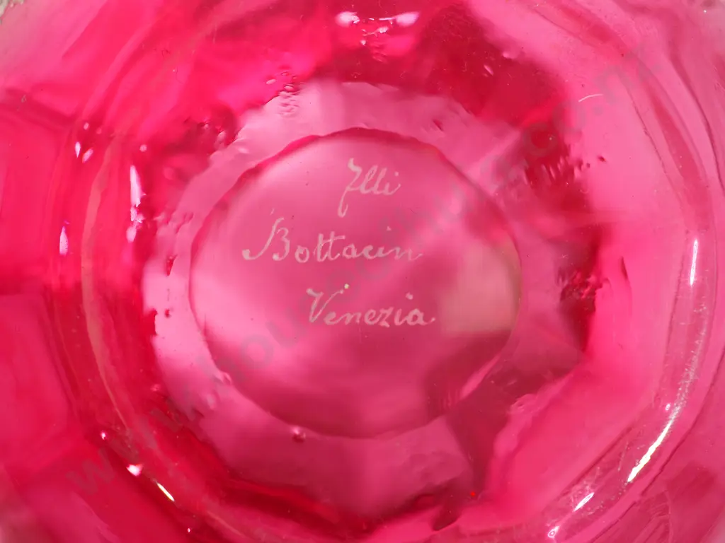 Venetian Pink Decorative Vase Signed Bottacin Venezia Murono Art Glass Vase - Mid Century Image 1++