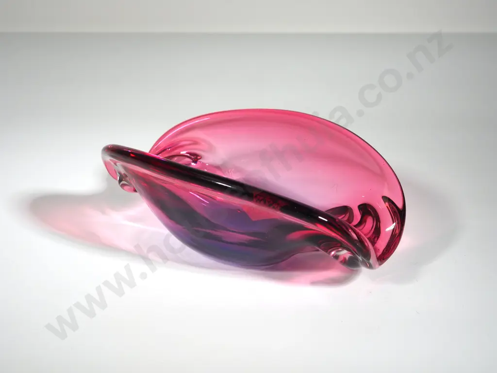 Vintage Heavy Pink Glass Decorative Bowl - Czech Image 1++