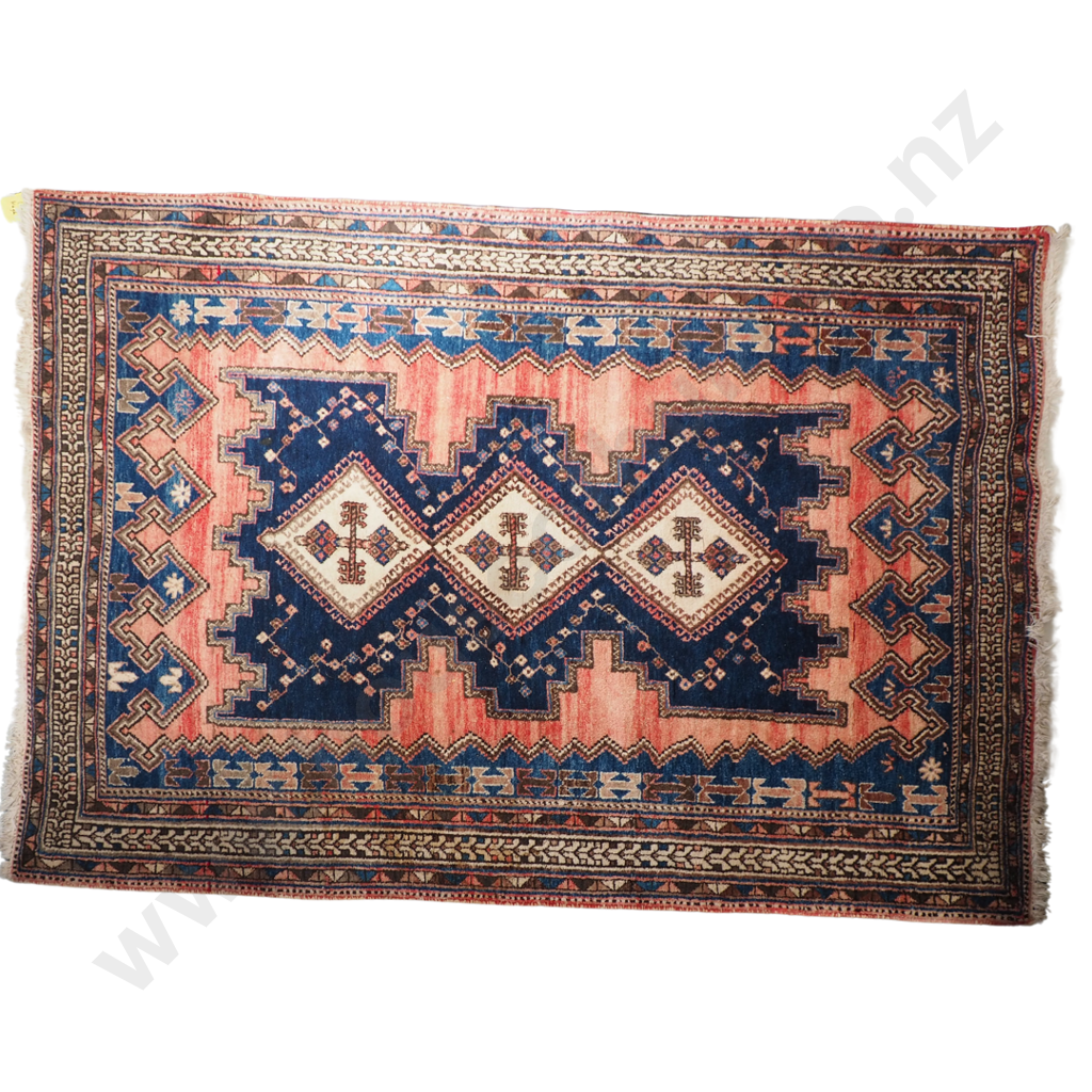 Large Handknotted Persian Rug 2070mm by 1420mm: Midnight & Cobalt Blue, Warm Browns & Blush Pink Tones Image 1++