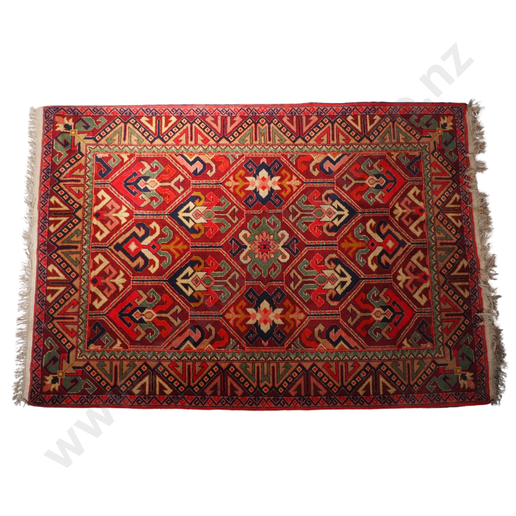 Striking Handknotted Persian Rug 1850mm by 1255mm: Rug in Rich Tones of Moss & Grass Green, Pinot, Grape & Rose Image 1++