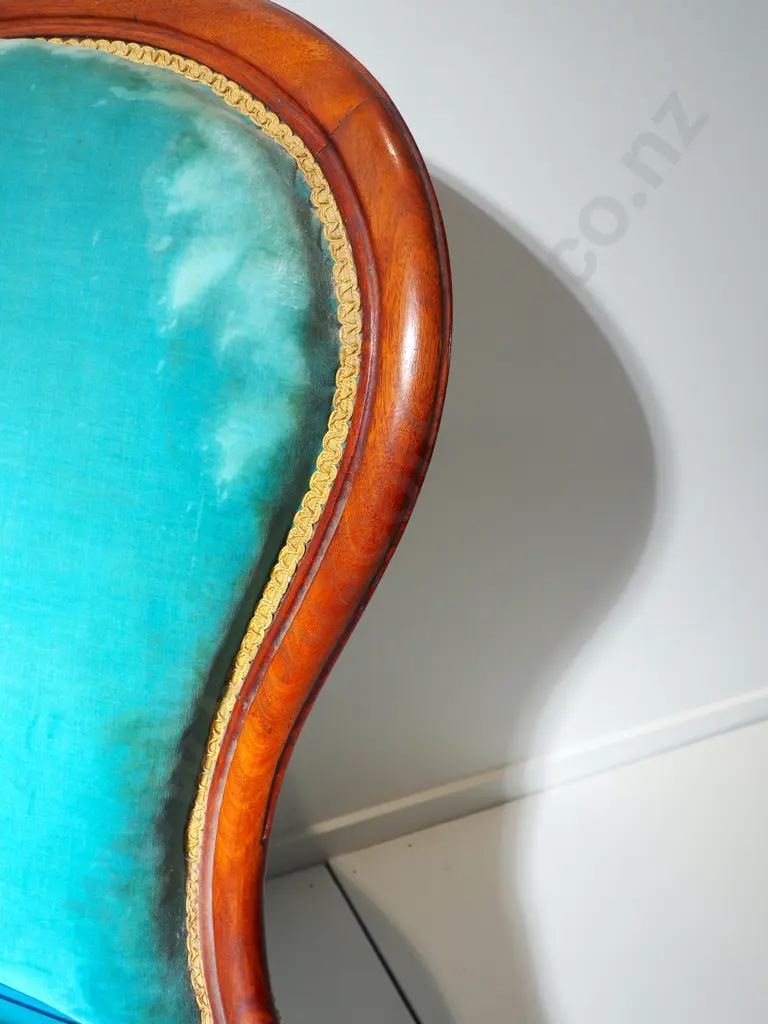 Antique Grandmother Chair in Vintage Turquoise Velvet Image 1++