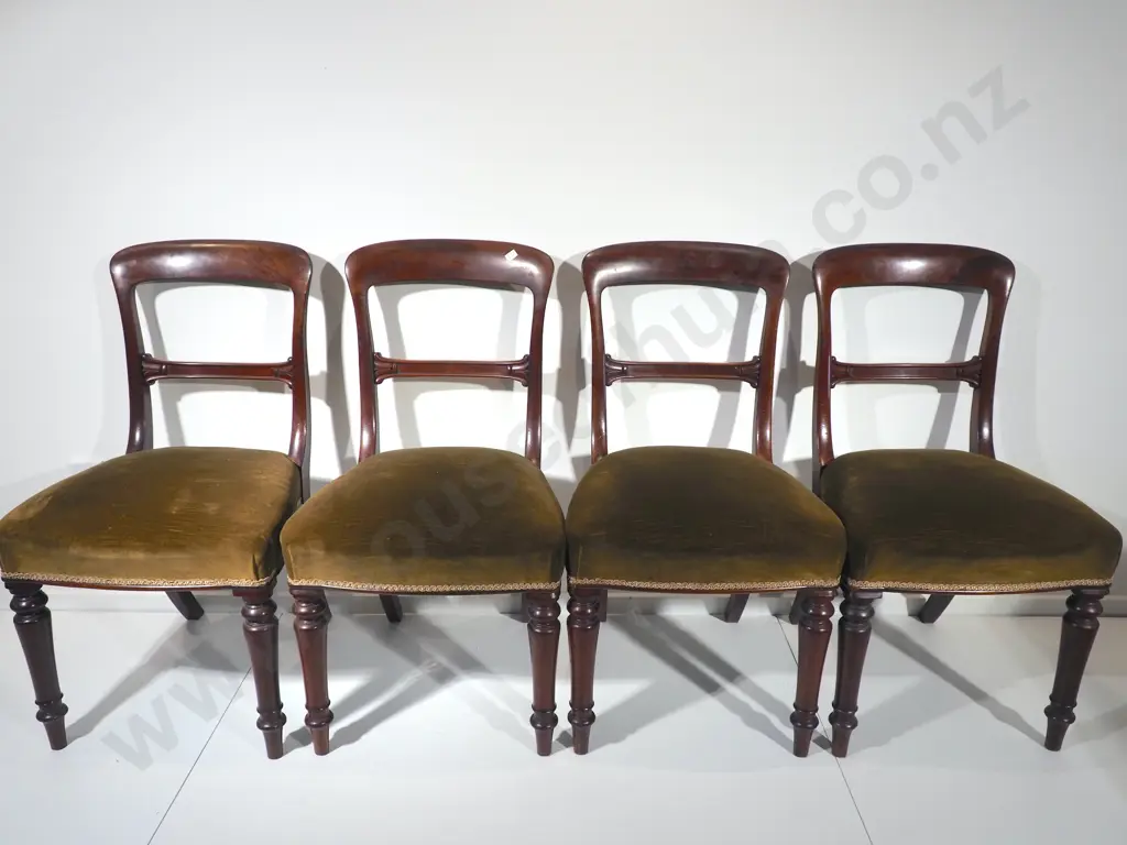 Four Antique Balloon Backed Dining Chairs Image 1++