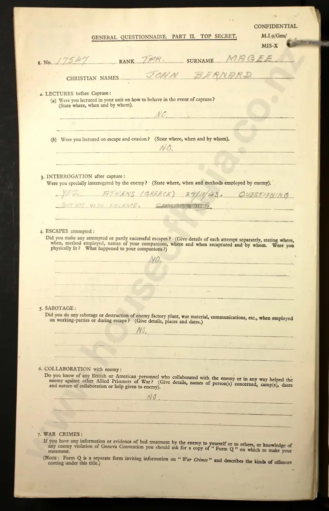 17547 J. B. Magee LRDG Prisoner of War Medal Group Image 1++