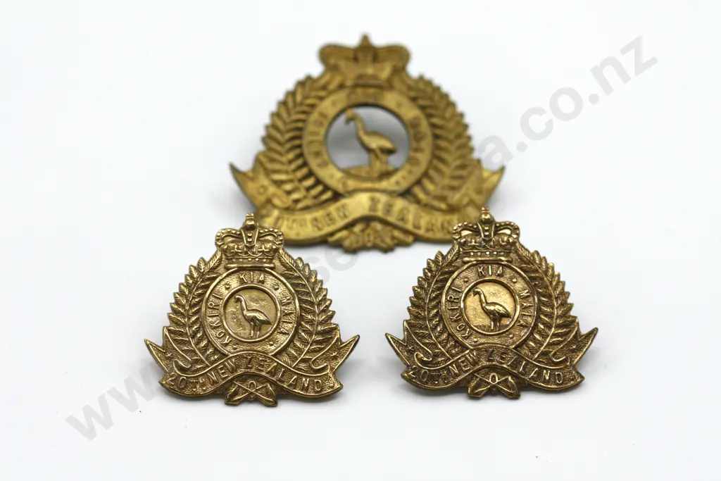 WW1 NZ 20th Reinforcements Cap & Collar Badges (3)  Image 1++