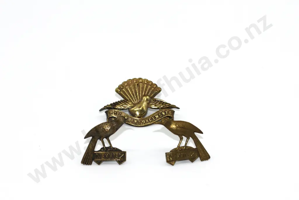 WW1 NZ 21st Reinforcements Cap & Collar Badges (3)  Image 1++