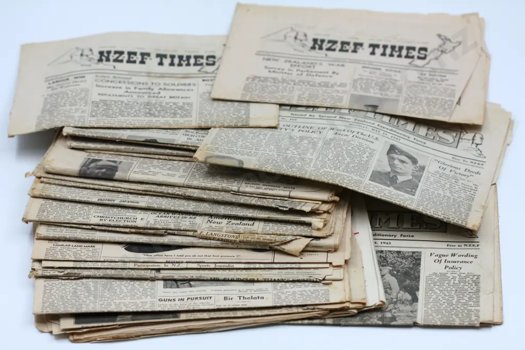 A selection of wartime NZEF Times Newspapers Image 1++
