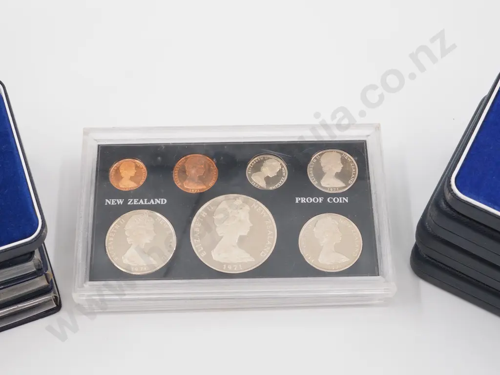 9 New Zealand Cased Proof Sets Image 1++