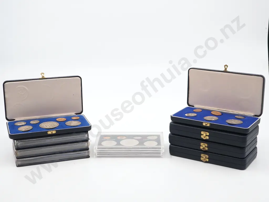 9 New Zealand Cased Proof Sets Image 1++