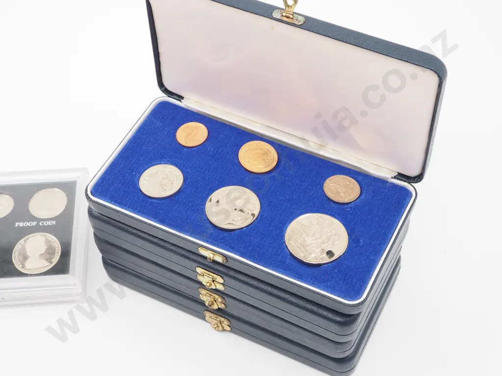 9 New Zealand Cased Proof Sets Image 1++