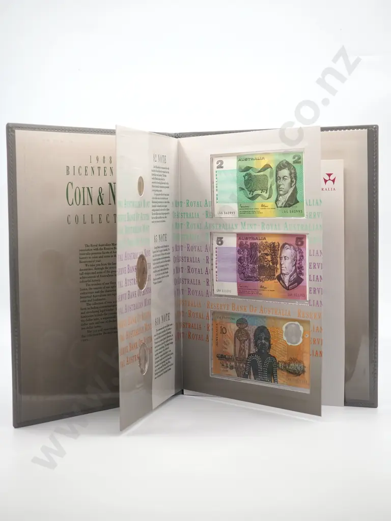 1988 Australian Bicentennial Coin & Note Collection in Folder of Issue with Certificate Image 1++