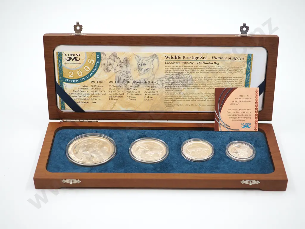 South Africa Wildlife Prestige Silver Proof Set with Certificate in Case of Issue Image 1++