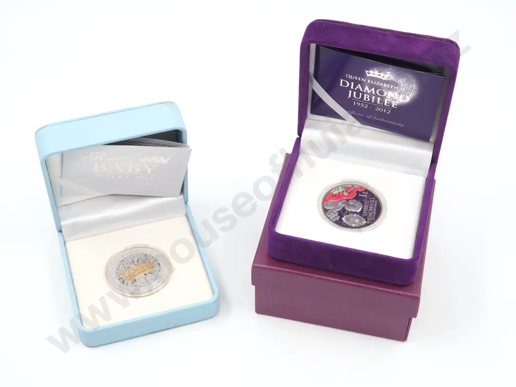 2 New Zealand Cased Silver Proof Dollars: Royal Interest Total CV $335 Image 1++