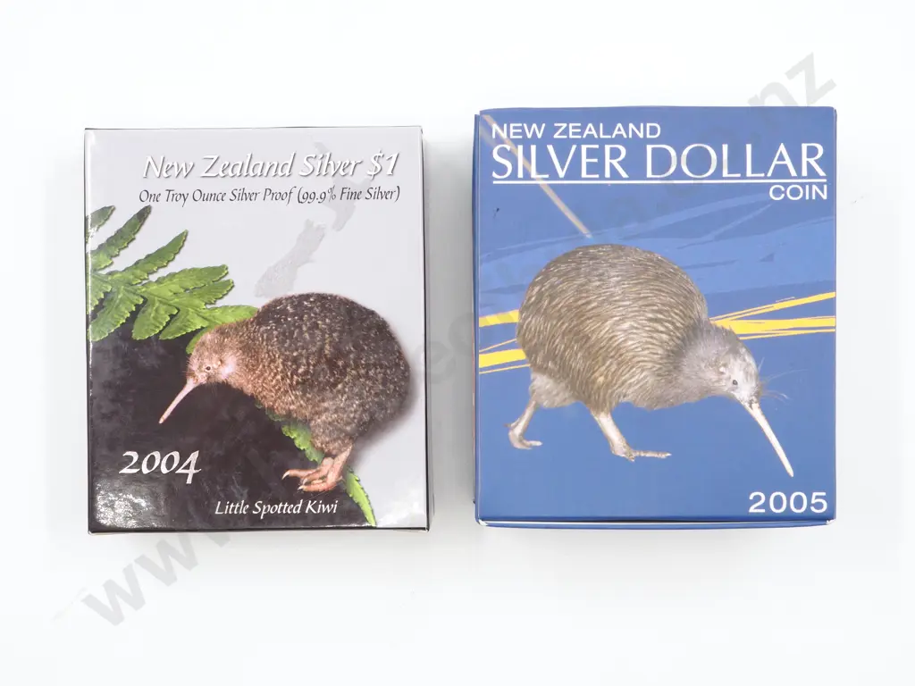 2 New Zealand Cased Silver Proof Dollar Coins Total CV $550 NZD Image 1++