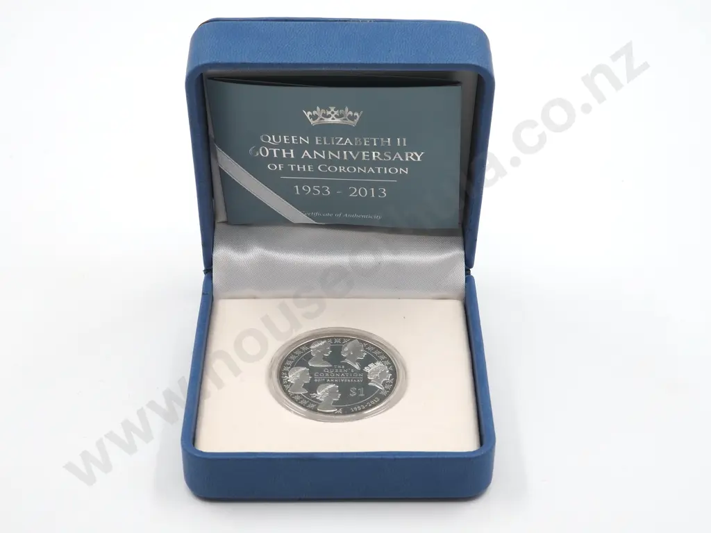 2013 New Zealand Diamond Jubilee Coronation Silver OZ Coin Image 1++