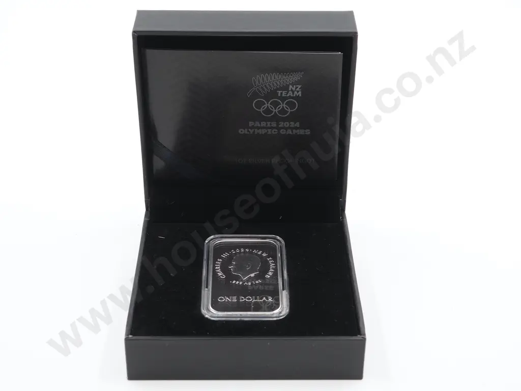 2024 New Zealand Cased Paris Olympics Silver Ingot Image 1++