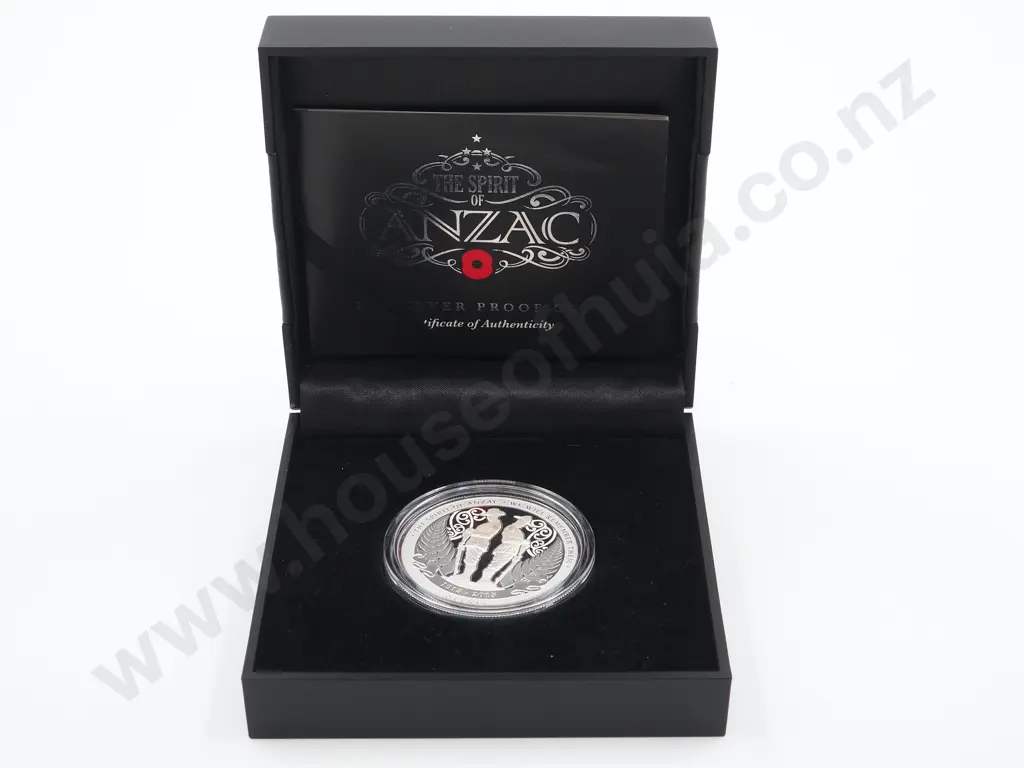 2016 New Zealand Spirit of Anzac Cased Silver Coin Image 1++