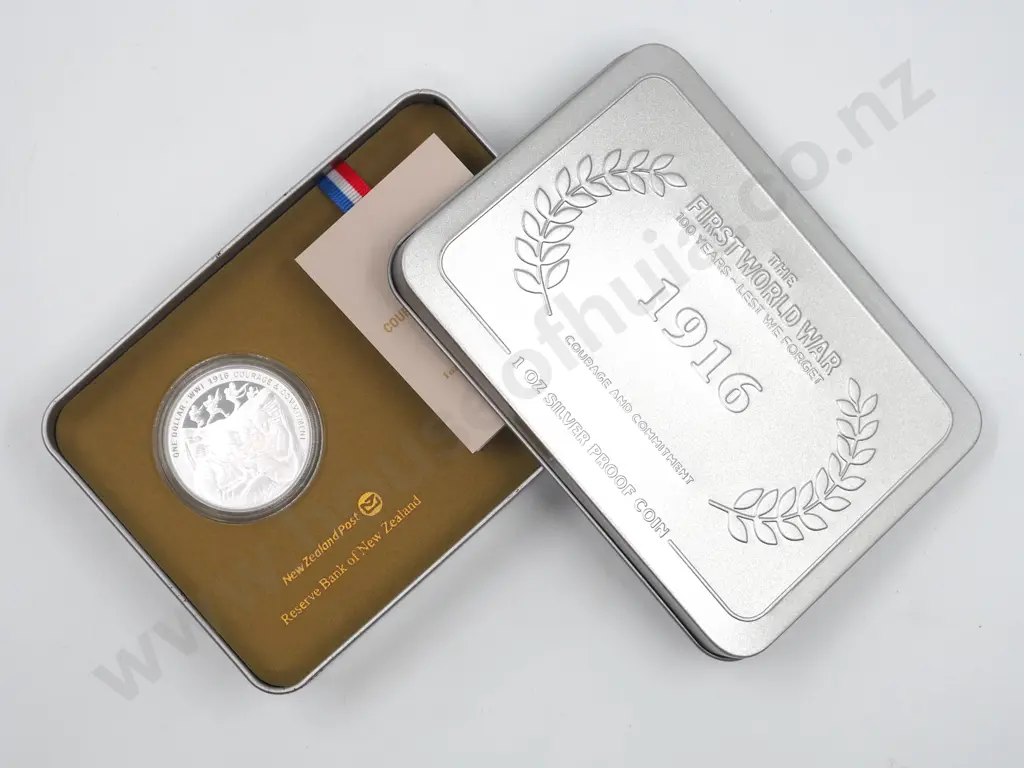 2016 New Zealand Cased 1916 WW1 Silver Proof Coin Image 1++