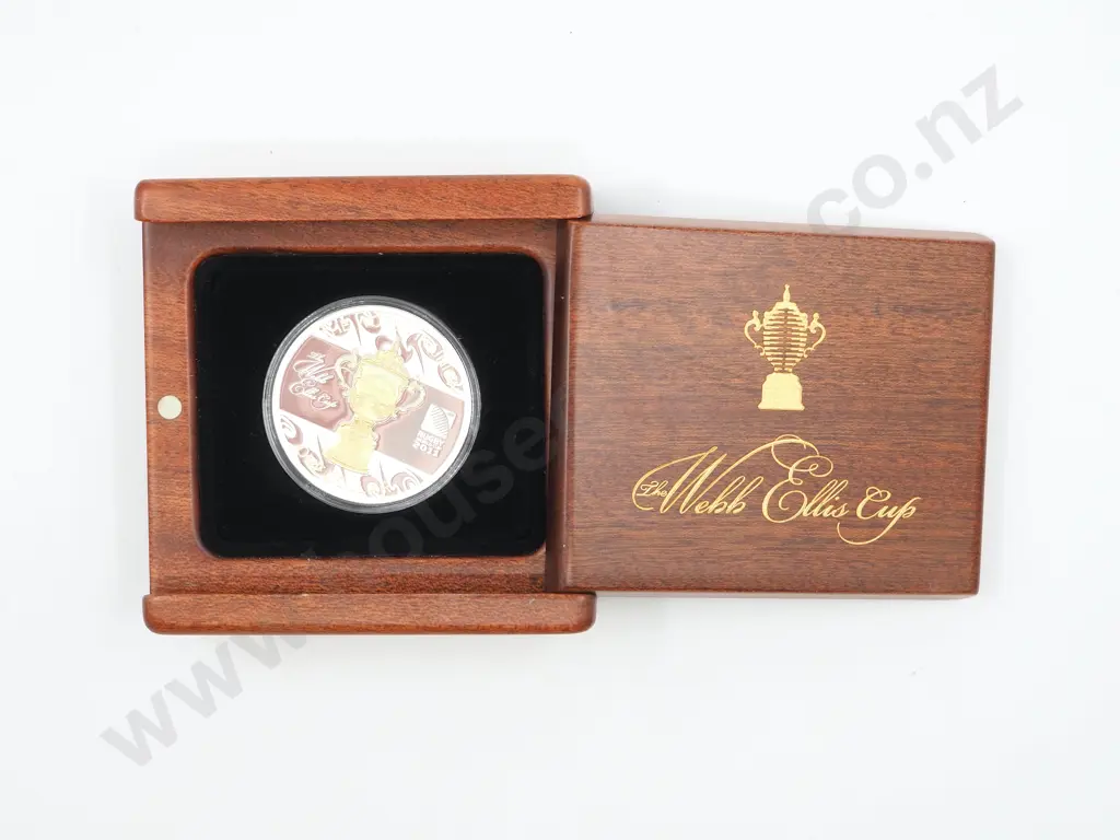 2011 New Zealand Webb Ellis Cup Proof Silver Coin Image 1++