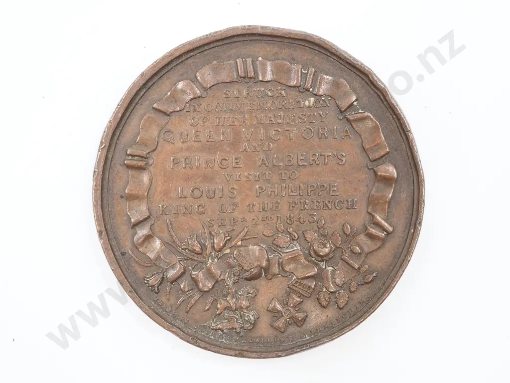 1843 Queen Victoria French Visit Commemorative Medal Image 1++
