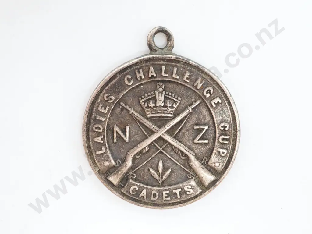 New Zealand Sterling Silver Ladies Cadets Challenge Cup Fob Medal: English Hallmarks Image 1++