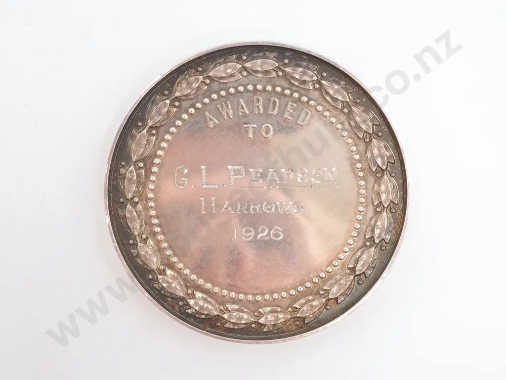 Large Sterling Silver A&P Medal by G Coates & Co Christchurch: Awarded to G L Pearson for Harrows, 1926 Image 1++