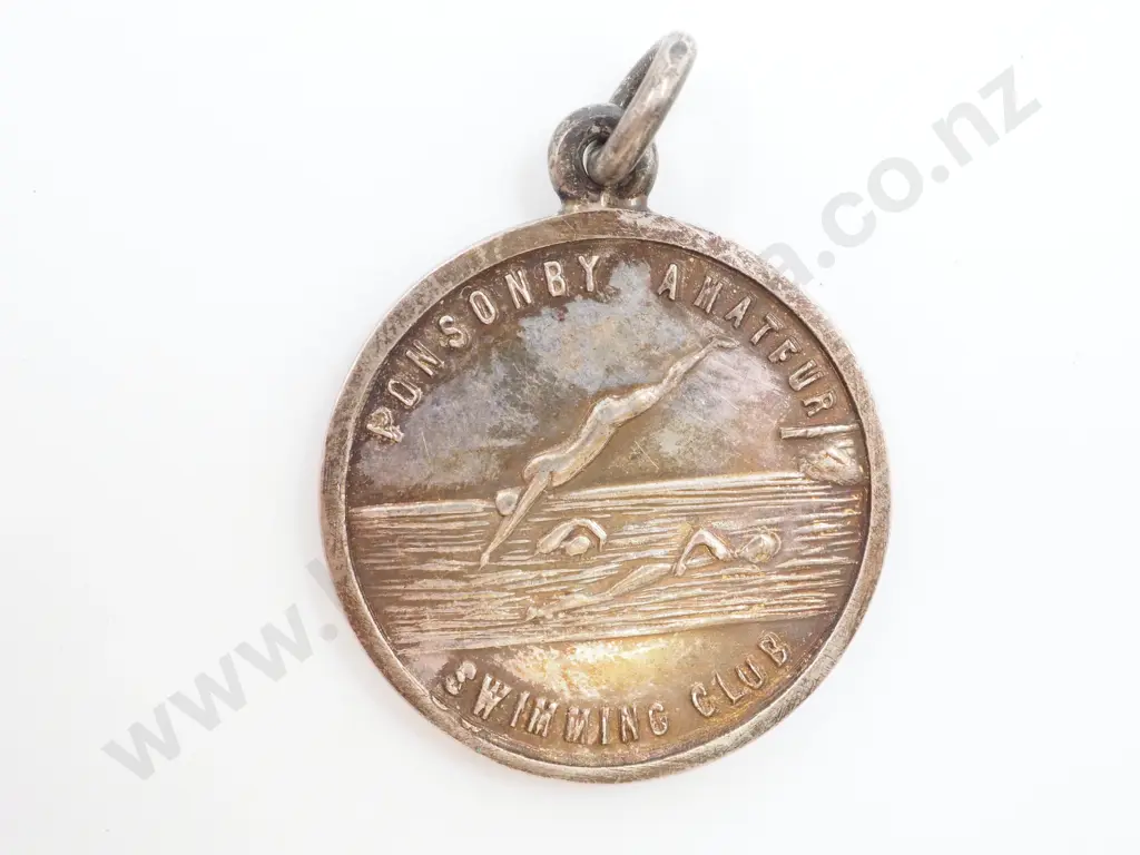 Sterling Silver Ponsonby Amateur Swimming Club Medal: AwardedA Forrest Image 1++