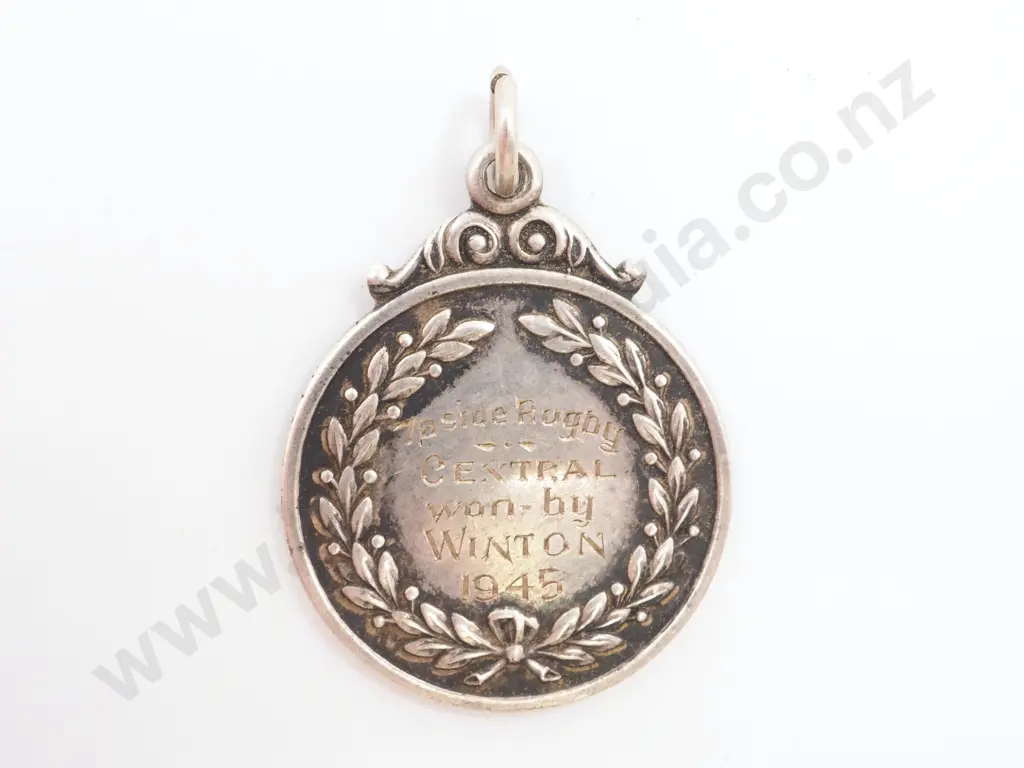 1945 Sterling Silver Prize Fob: Awarded for Winton 7 Aside Central Rugby Image 1++