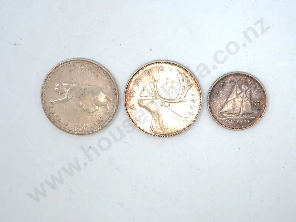Lot of 3 Canadian Silver Coins Image 1++