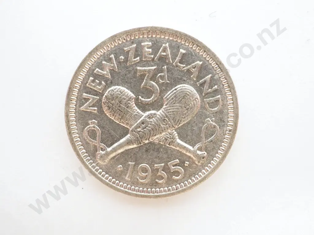 1935 New Zealand Threepence Better Grade Image 1++