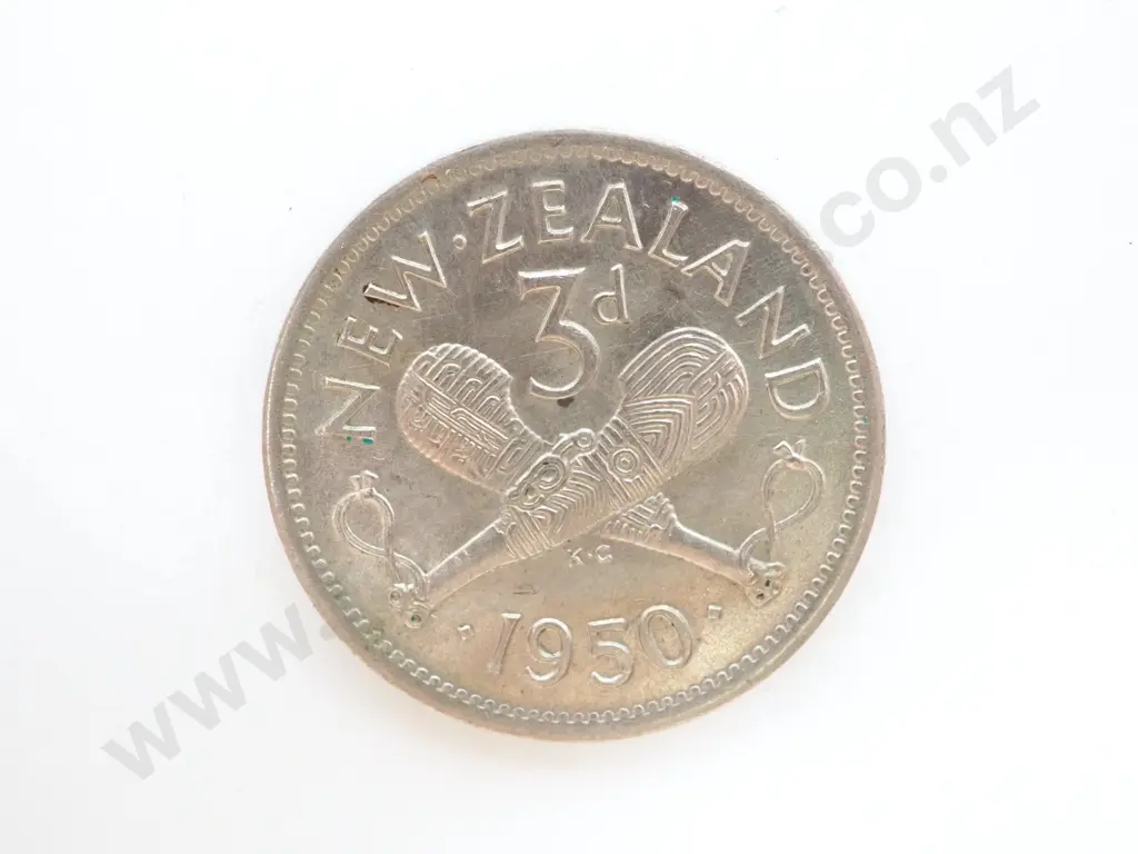 1950 New Zealand Threepence EF CV $100 Image 1++