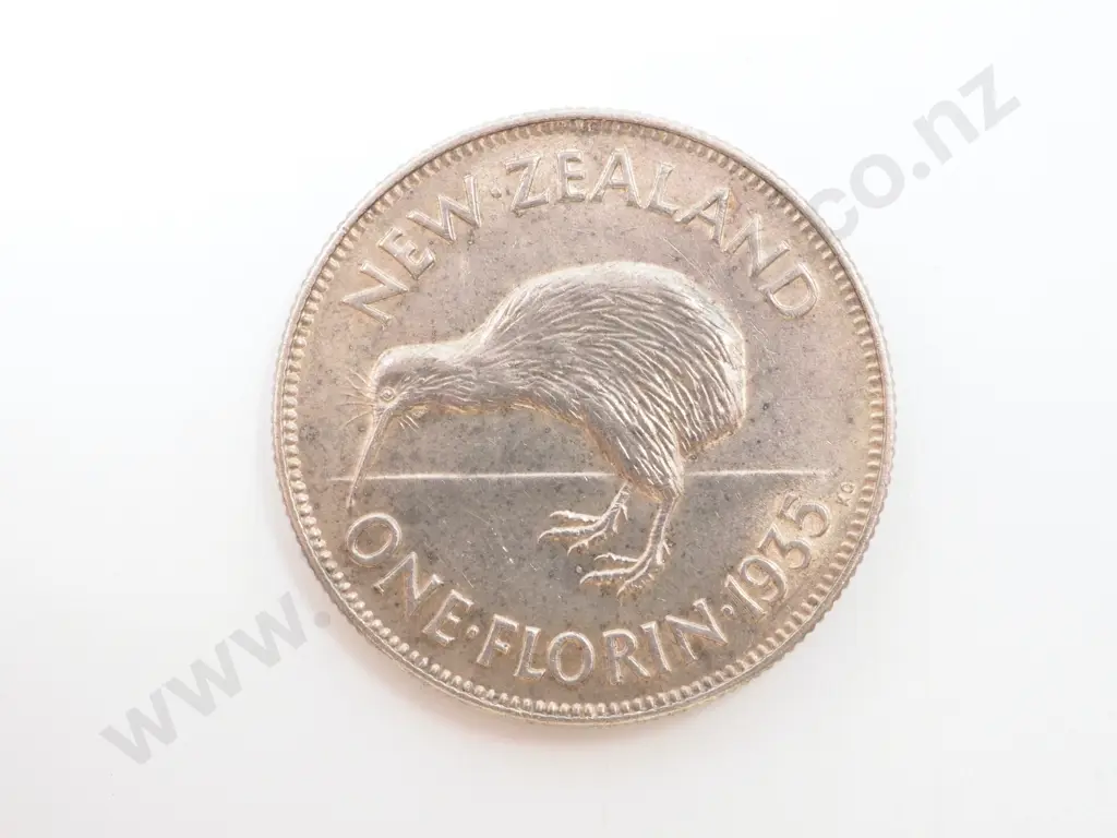 1935 New Zealand Florin gEF Krause 4, CV $350 NZD Image 1++