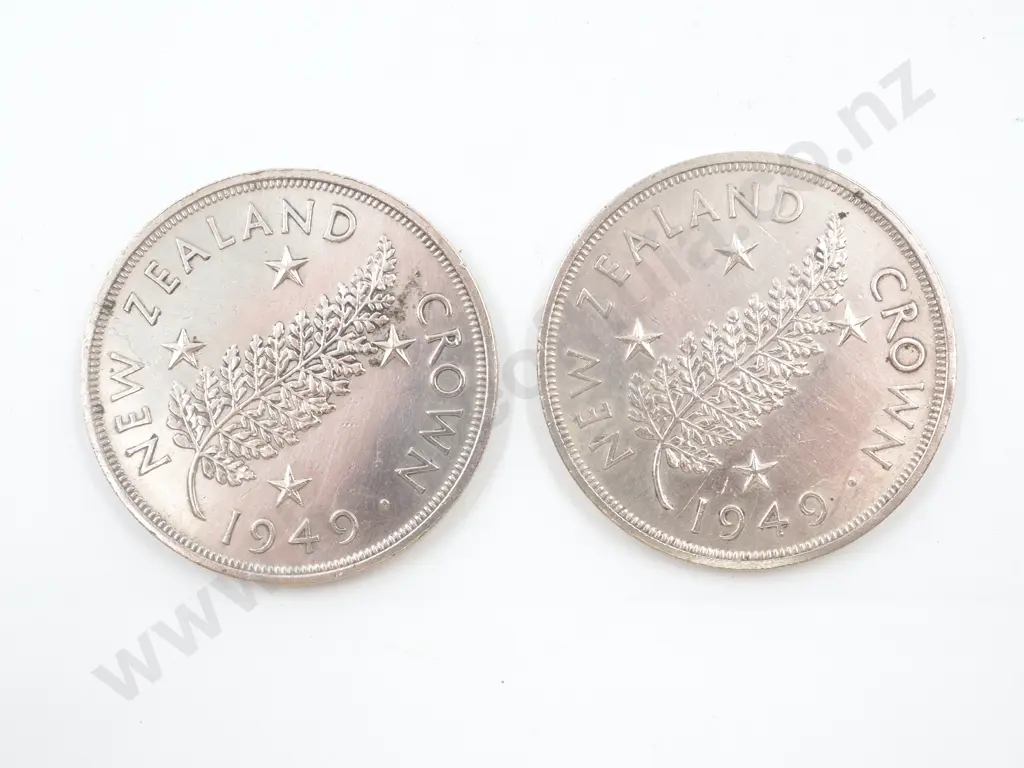 Two New Zealand 1949 Crowns - Better Grades Image 1++