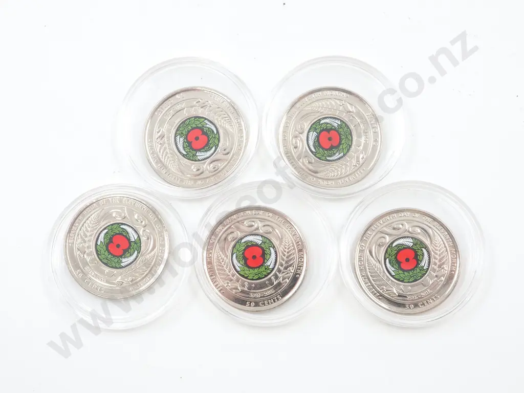 5 New Zealand 2018 Armistice Circulated 50 Cent Coin Image 1++