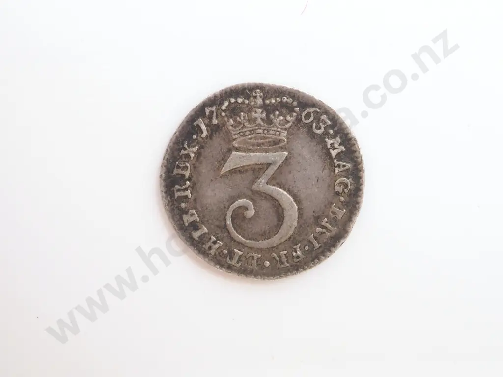 1763 United Kingdom Threepence Image 1++