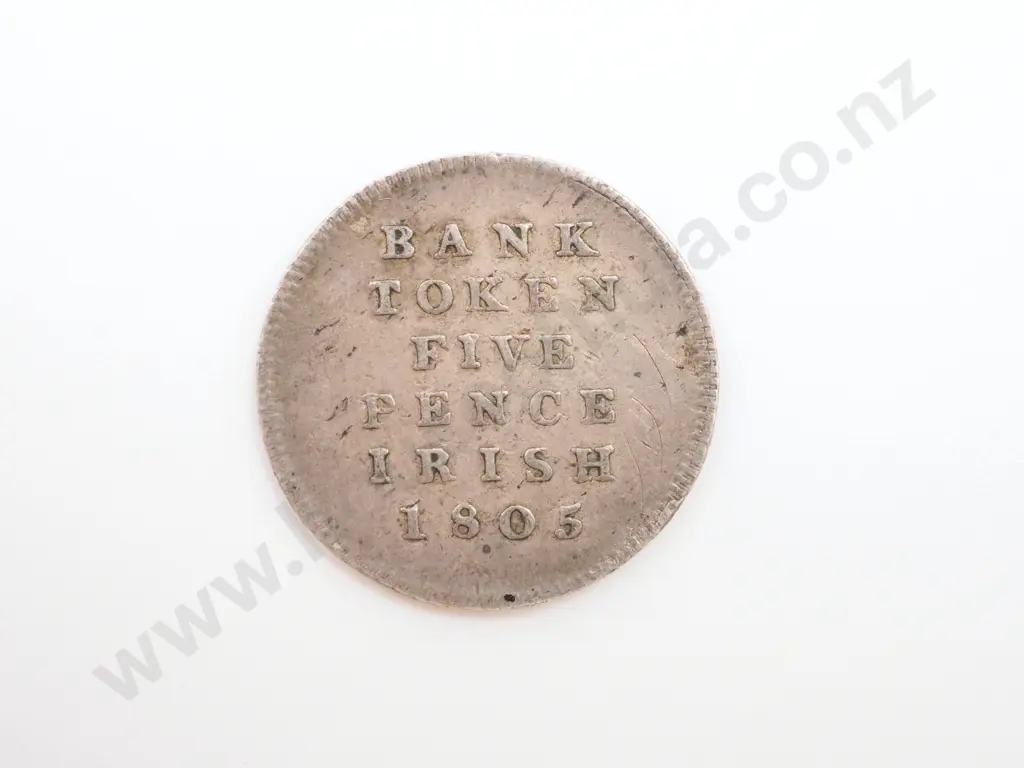 1805 Irish Bank Token Five Pence Image 1++