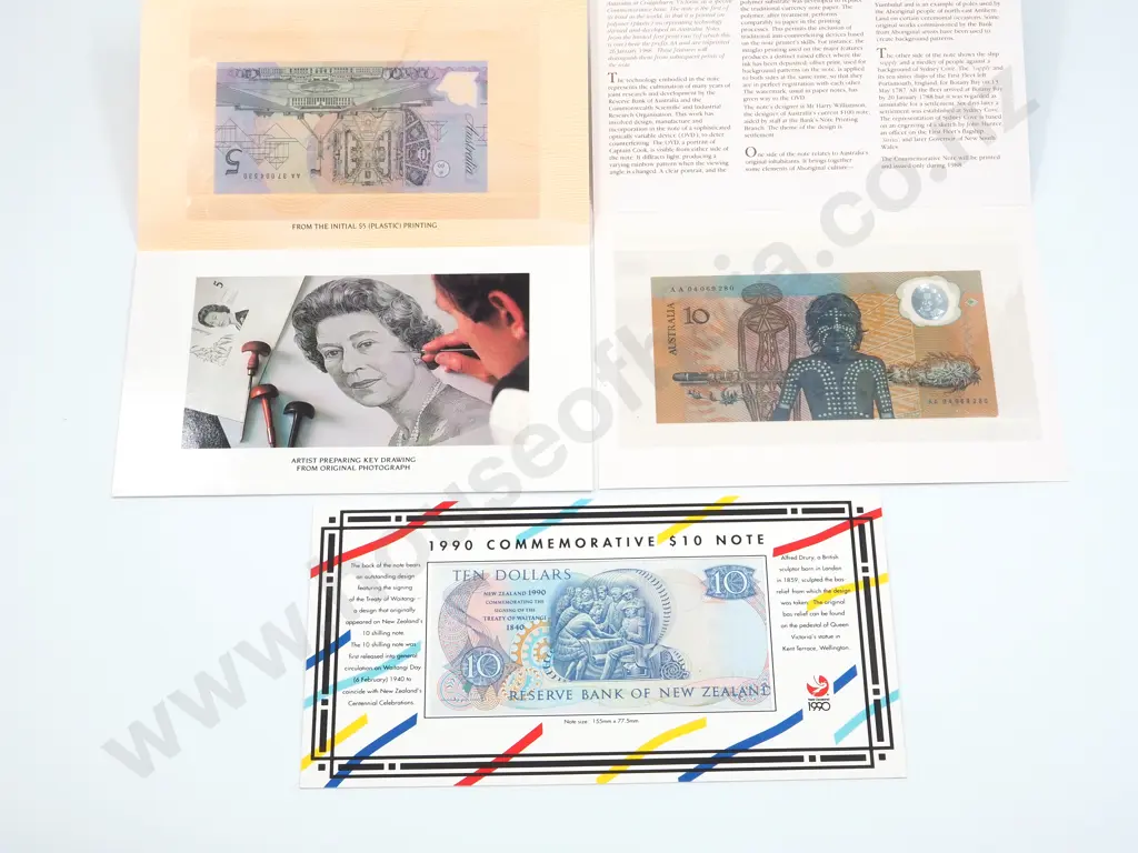 Lot of Three Presentation Banknotes - $5 & $10 Australian & $10 New Zealand  Image 1++