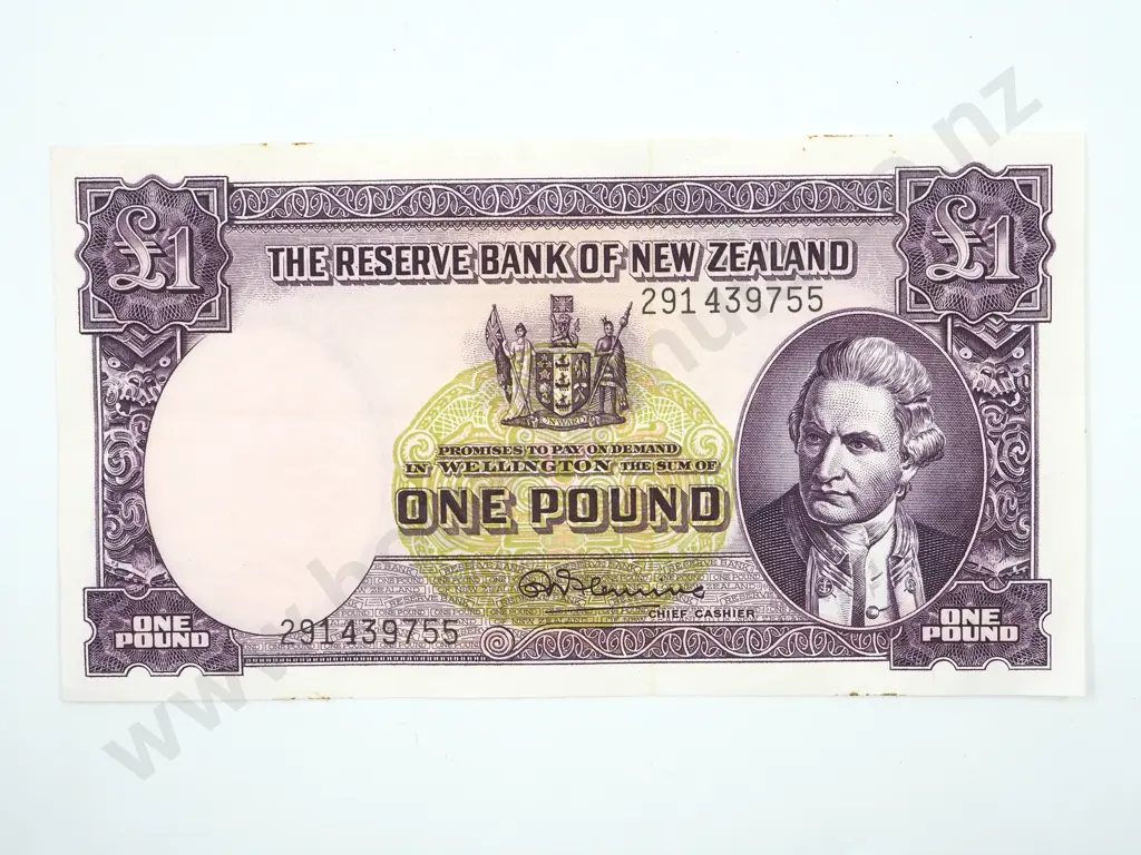 New Zealand One Pound Banknote: Fleming Image 1++
