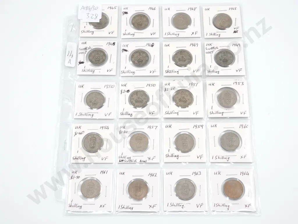 22 Graded United Kingdom Shillings Image 1++