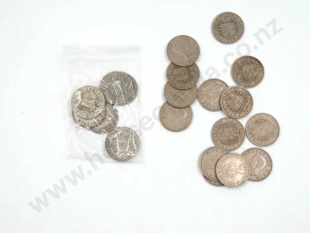 326 Grams of New Zealand Half Crowns (Some Silver) Image 1++