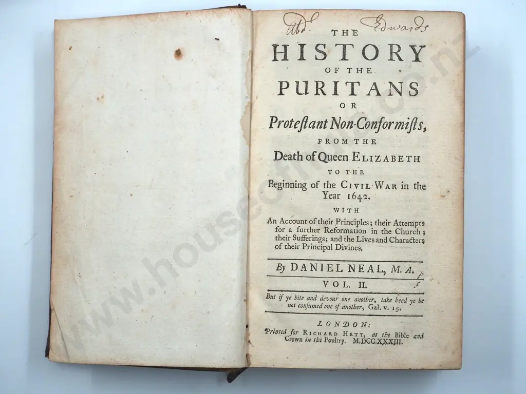 1732 Edition in Three Volumes, The History of the Puritans: Daniel Neal  Image 1++