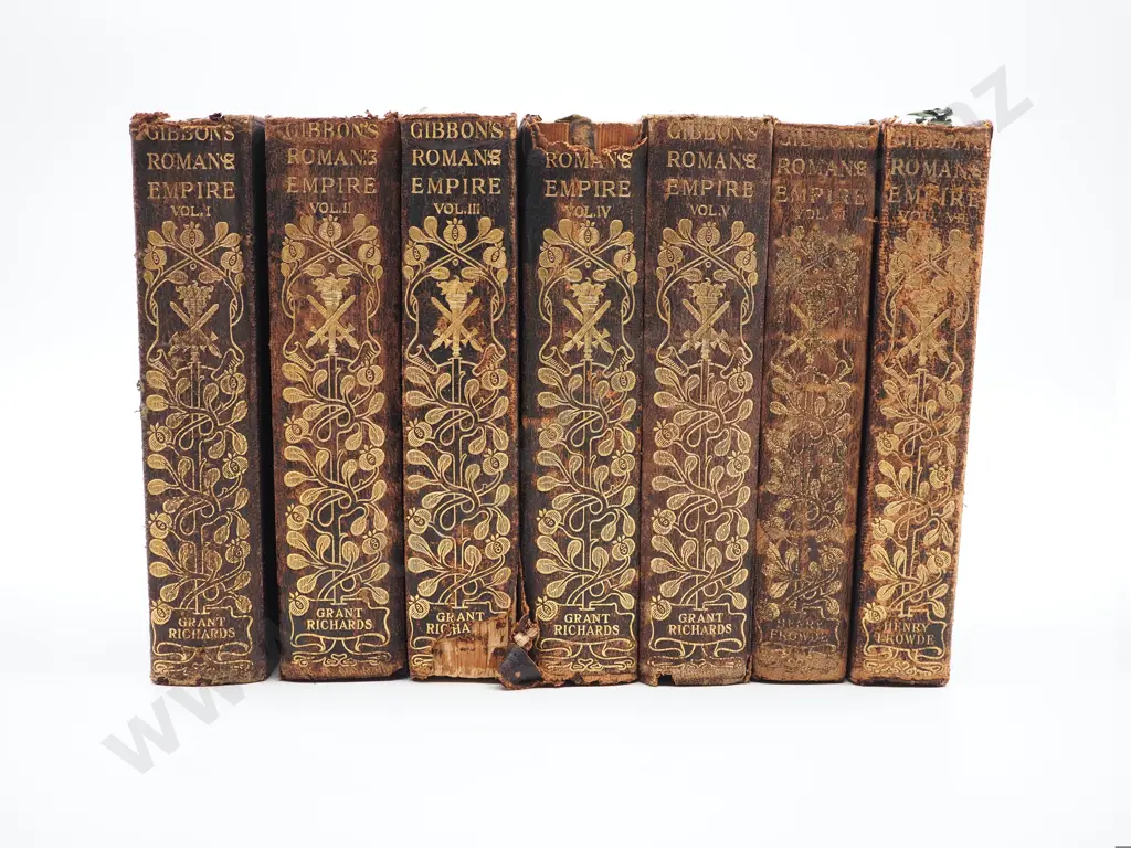 From the Library of Churchill Julis, the First Archbishop of New Zealand: Gibbons Roman Empire in 7 Volumes  Image 1++
