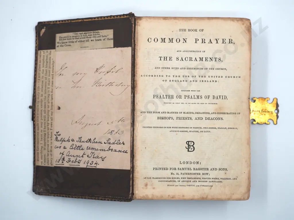 The Book of Common Prayer 1863 - Owned by Sarah Courtney A/F Image 1++