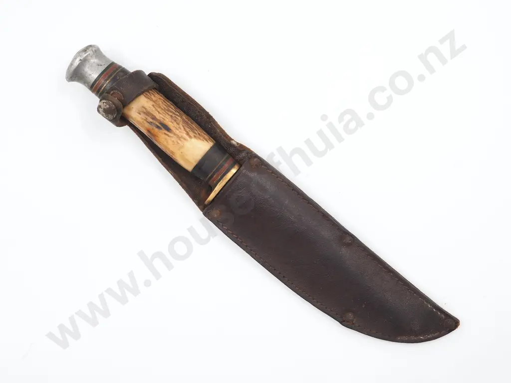 Bone Handled Knife w Sheath by William Roger Image 1++