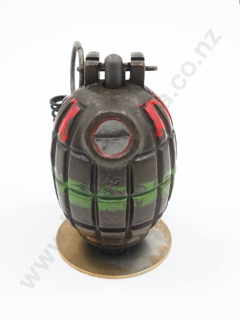 WW2 Inert Mills Bomb w Added Brass Base Plate Image 1++