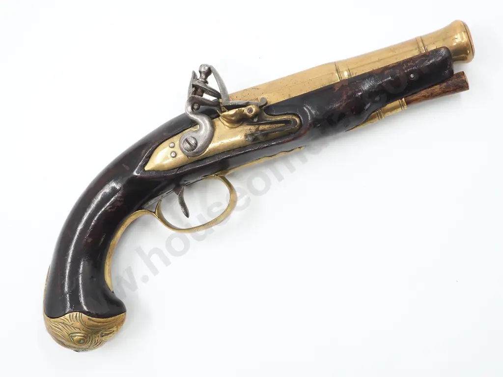 Brass Barrel Flint Lock Pistol w Unreadable Proof Mark: Likely Middle East Image 1++