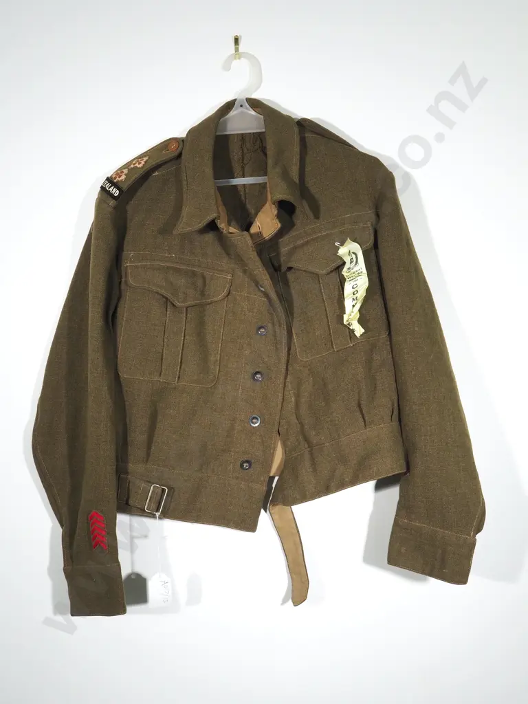 WWII New Zealand Battle Dress 1944 Dated w Reunion Ribbon Image 1++